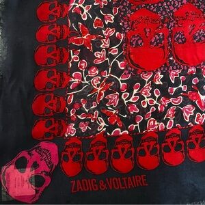 Zadig & Voltaire Kerry Garden Red & Pink Skull Scarf